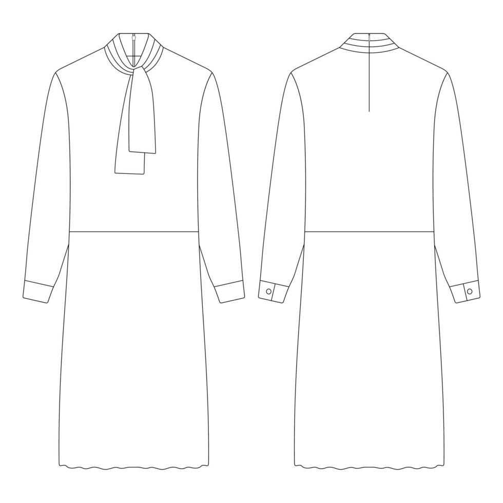 Entwurfs-Entwurfskleidung der Schablonen-hohen Schalkragen-Kleidvektorillustration flache vektor