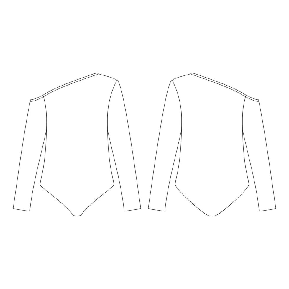 mall en axel lång ärm bodysuit vektor illustration platt design kontur kläder