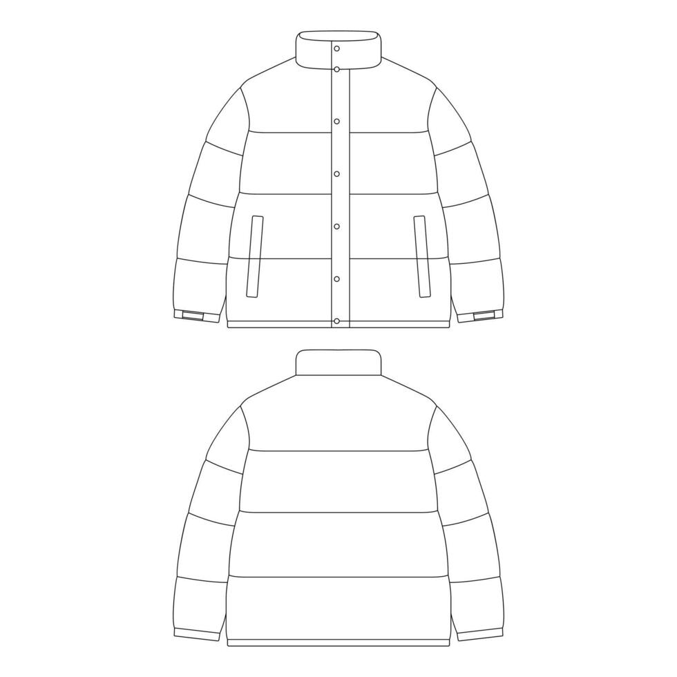 Design-Entwurfskleidung der Schablone Daunenjackevektorillustration flache vektor