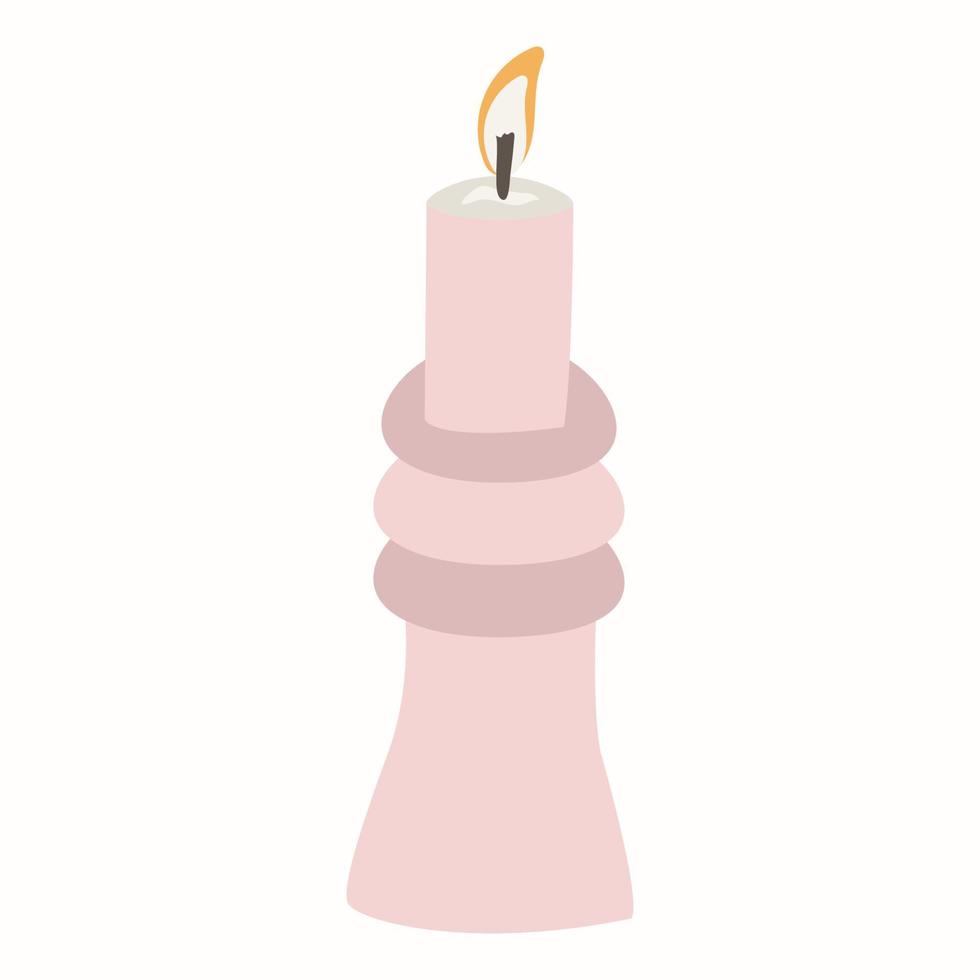 schöne ästhetische beleuchtete Kerze, für Dekoration und Komfort im Haus. Vektor-Illustration einer Wachskerze vektor