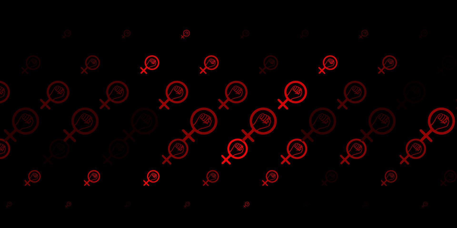 mörk röd vektor bakgrund med kvinnasymboler.