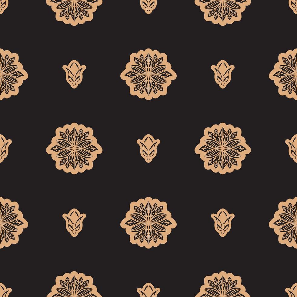 mörkt enfärgat sömlöst mönster med lotusblommor i enkel stil. bra för kläder och textilier. vektor