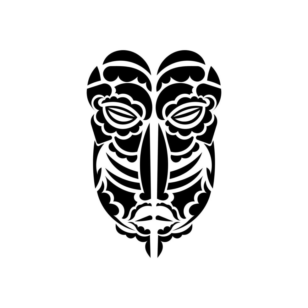 tiki ansikte, mask eller totem. mönster i stil med polynesien. bra för tatueringar, t-shirts och tryck. isolerat. vektor illustration.