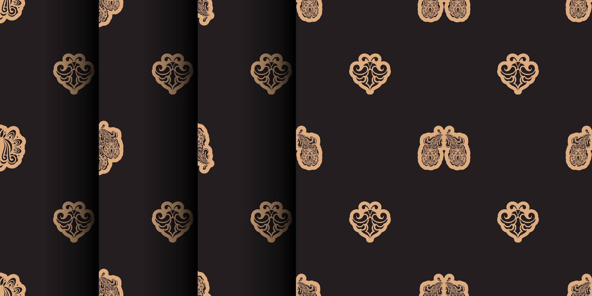 Reihe von nahtlosen dunklen Mustern mit Monogrammen im Barockstil. gut für Kleidung und Textilien. Vektor