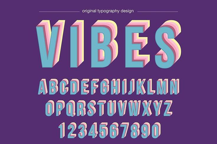 Vintage färgrik upphöjd typografi vektor
