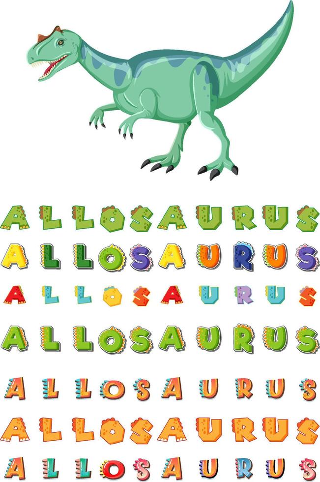Schriftdesign für das Wort Allosaurus vektor