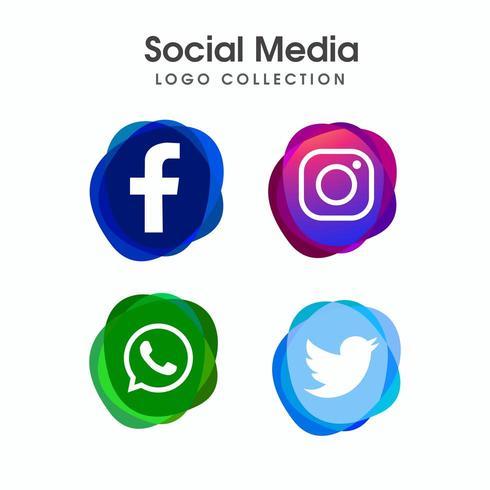 Sociala medier minimal Ikonuppsättning samling vektor