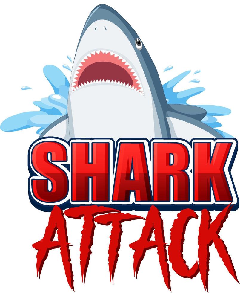 Shark attack teckensnittslogotyp med tecknad aggressiv haj vektor
