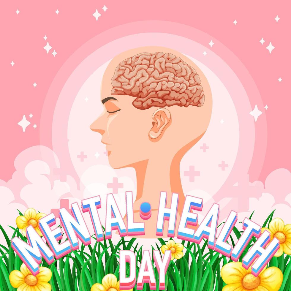 affischdesign för dag för mental hälsa vektor