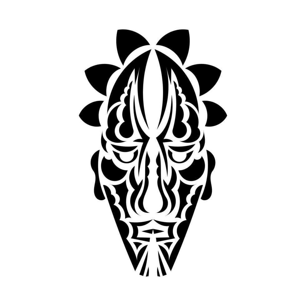 tiki-mask eller totem. mönster i stil med polynesien. bra för tatueringar, t-shirts och tryck. isolerat. vektor
