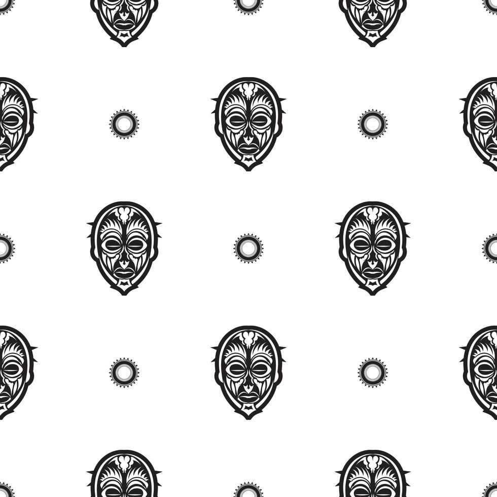 seamless mönster med tiki mask eller totem. mönster i stil med polynesien. bra för tryck, textilier och bakgrunder. isolerat. vektor illustration.