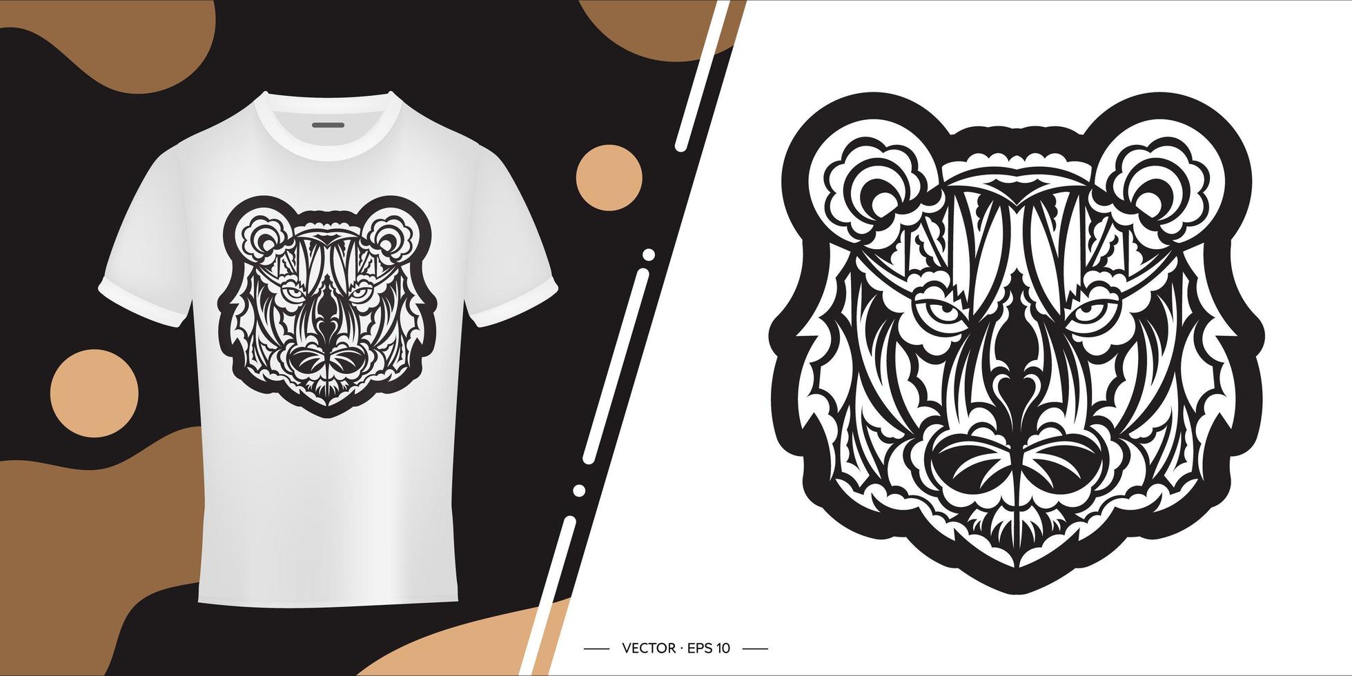 maori stil tiger ansikte tryck. boho tiger ansikte. isolerat. vektor illustration.