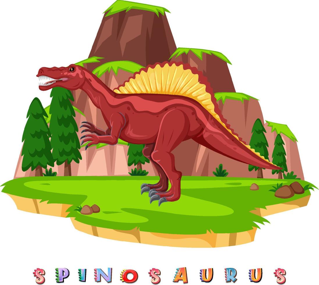 Dinosaurier-Wortkarte für Spinosaurus vektor