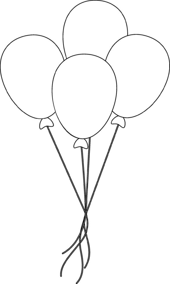 Ballon-Doodle-Umriss zum Ausmalen vektor