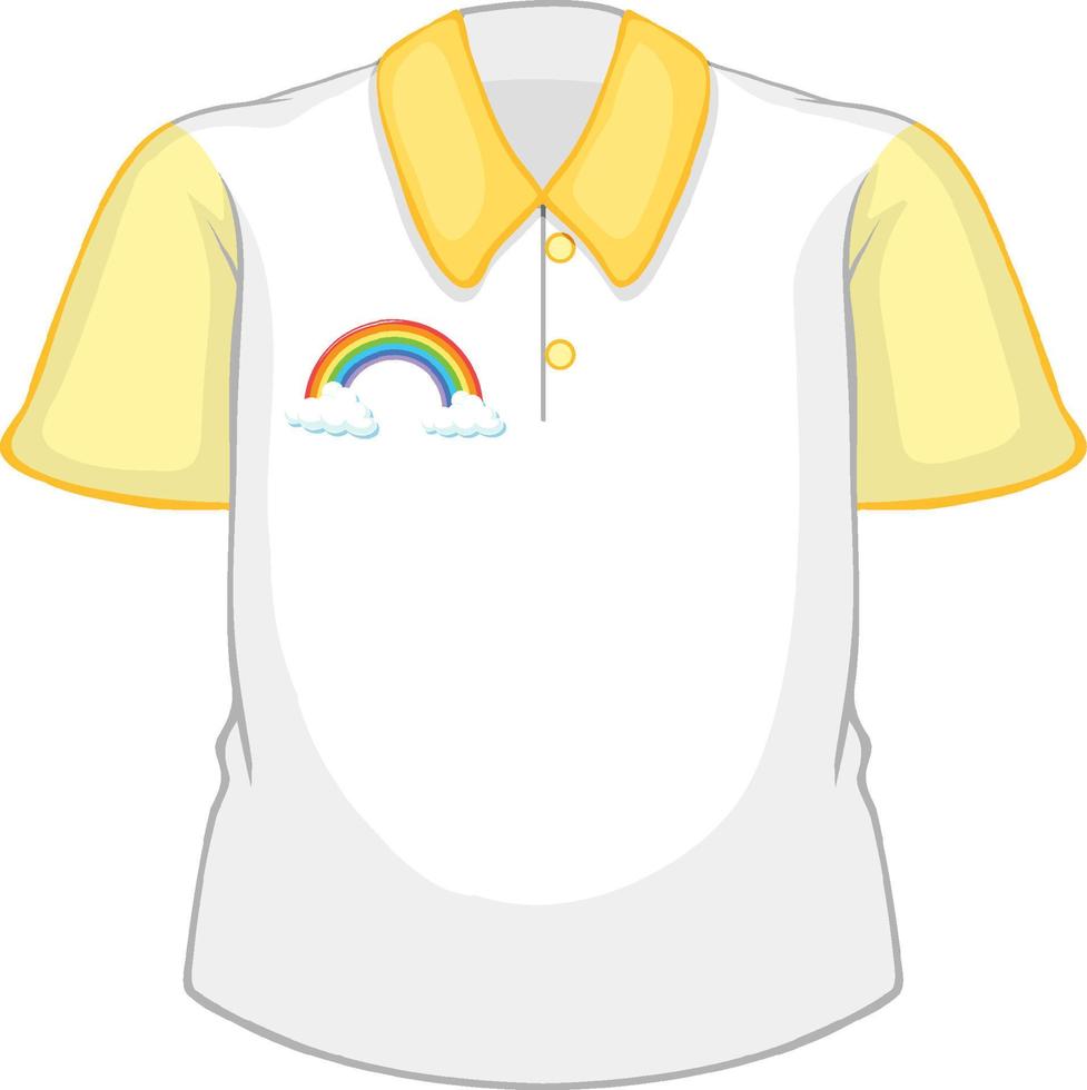 ein weißes Hemd mit gelben Ärmeln auf weißem Hintergrund vektor