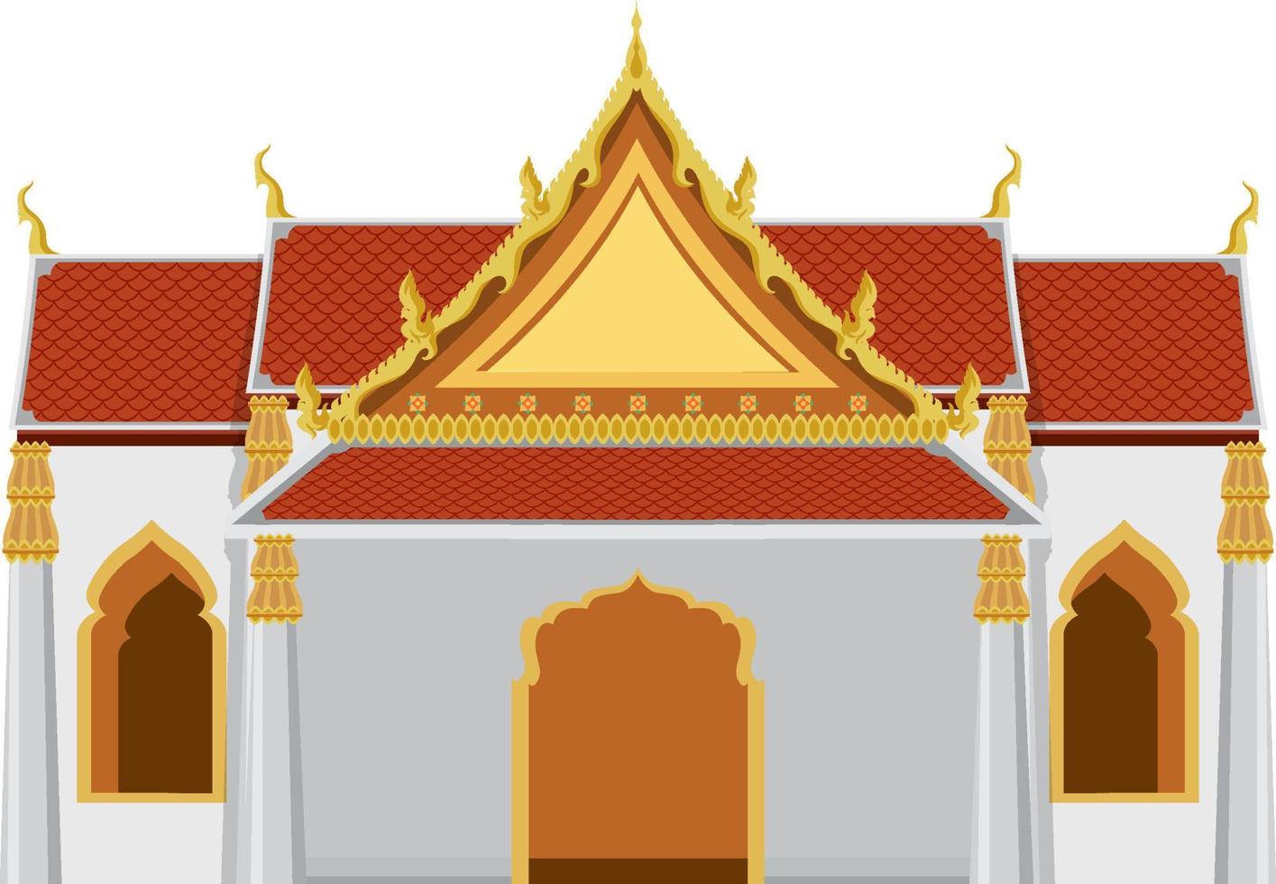 thailändska tempel med gyllene tak vektor