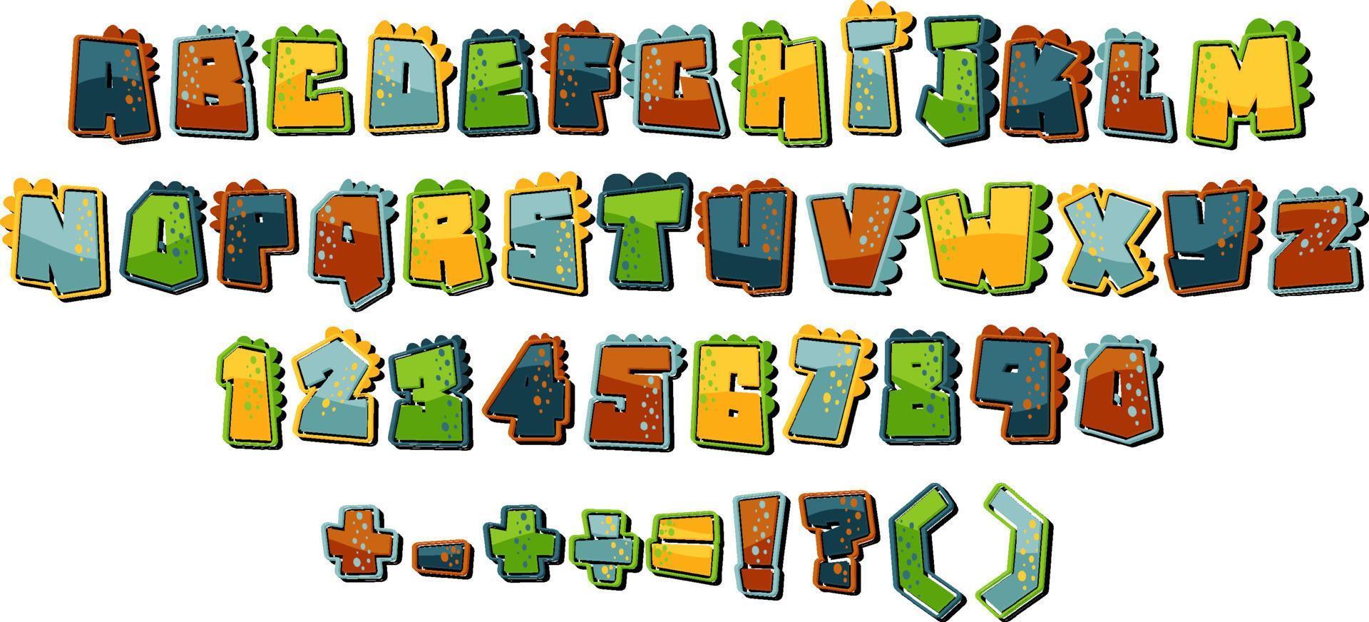 teckensnittsdesign för engelska alfabet och siffror vektor