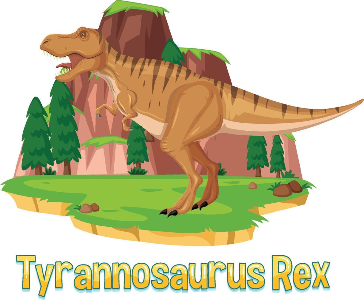 Dinosaurier-Wortkarte für Tyrannosaurus Rex vektor