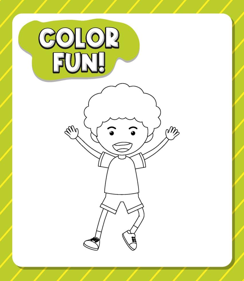 kalkylblad mall med färg rolig text och pojke disposition vektor