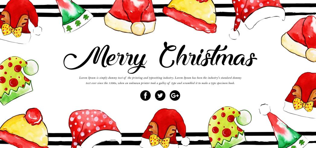 Akvarell Blommig Merry Christmas Banner vektor