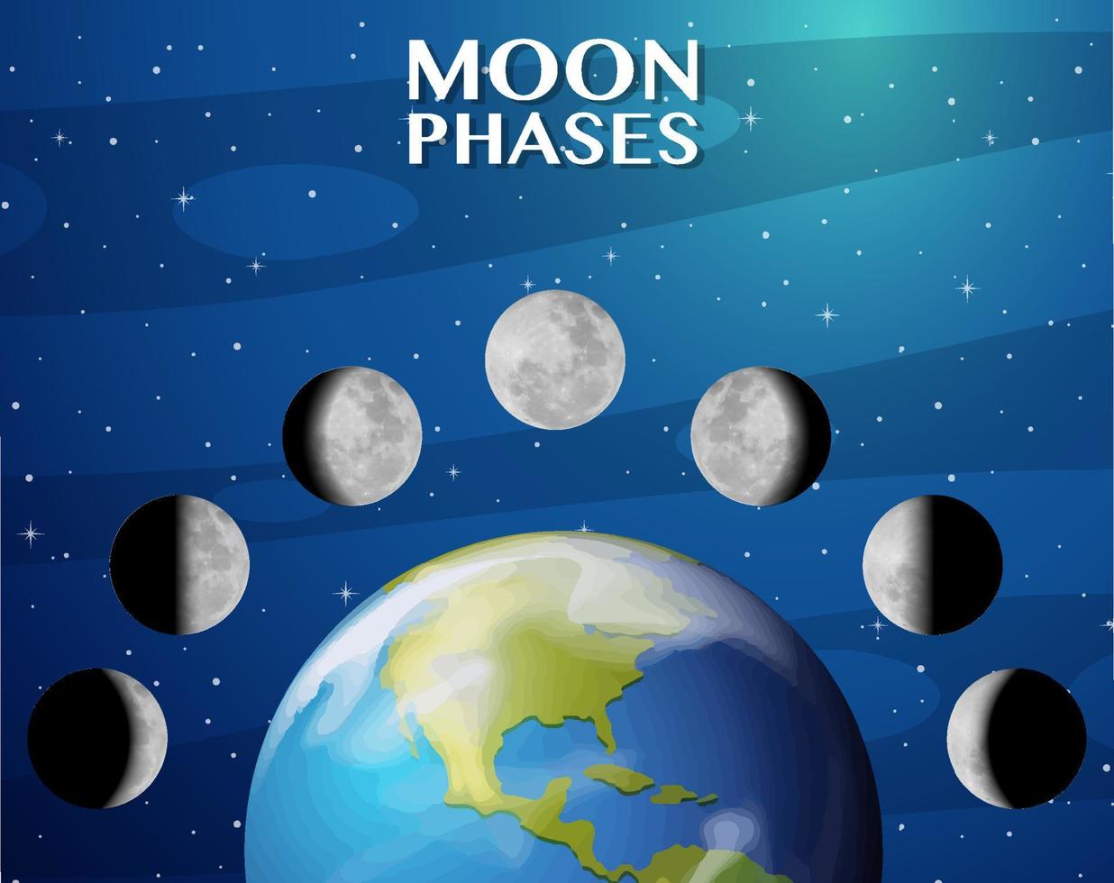 månens faser för naturvetenskaplig utbildning vektor