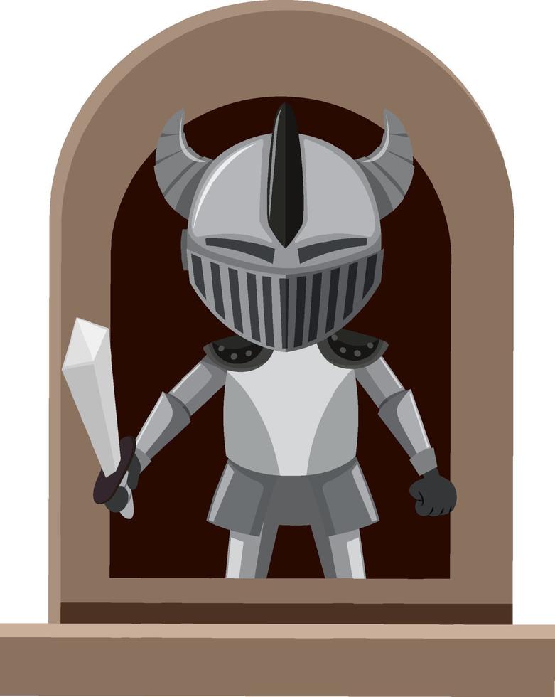 Fantasy Knight Charakter am Fenster auf weißem Hintergrund vektor