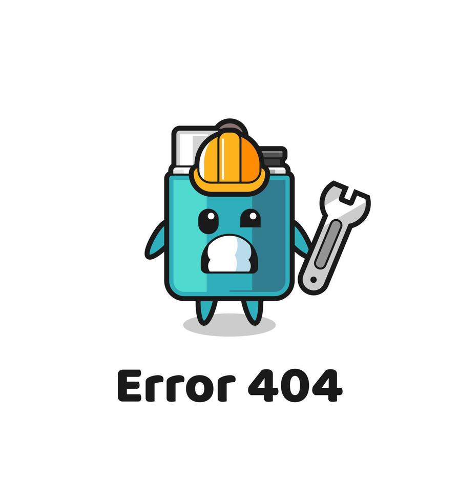 fel 404 med den söta lättare maskoten vektor