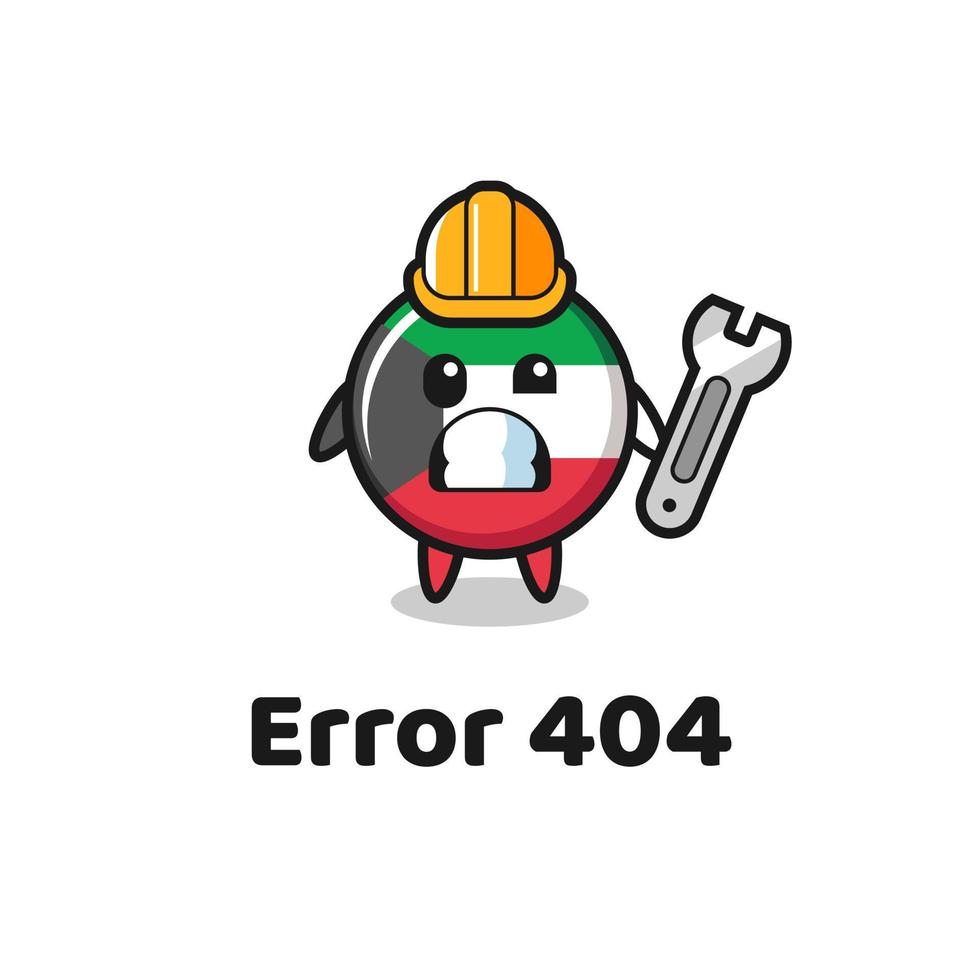 fel 404 med den söta kuwait flaggmaskot vektor