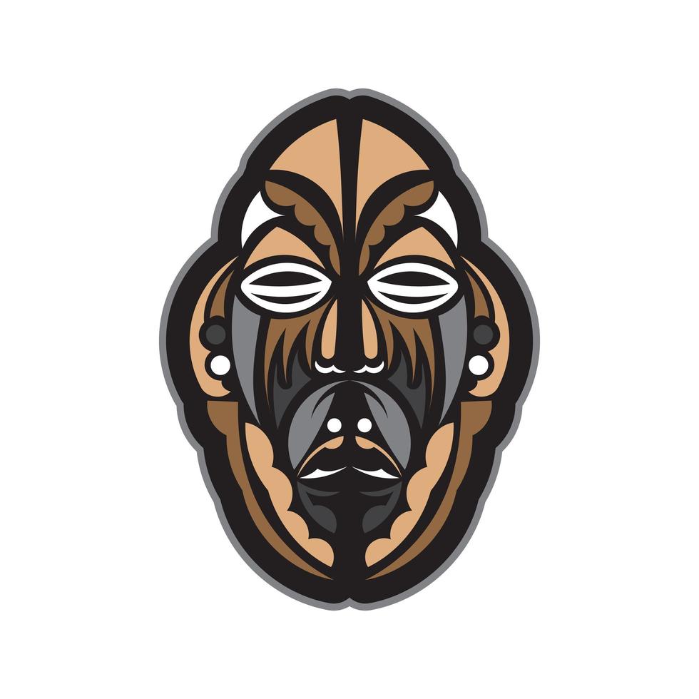 Tiki-Maske im samoanischen Stil. gut für T-Shirt-Drucke, Tassen, Handyhüllen und Tattoos. isoliert. Vektor
