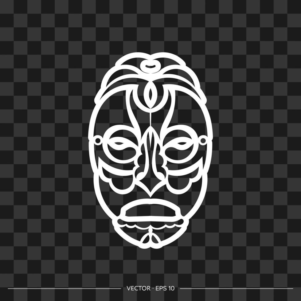 tiki mask. prov av maori eller polynesien. lämplig för tryck och tatueringar. vektor illustration.