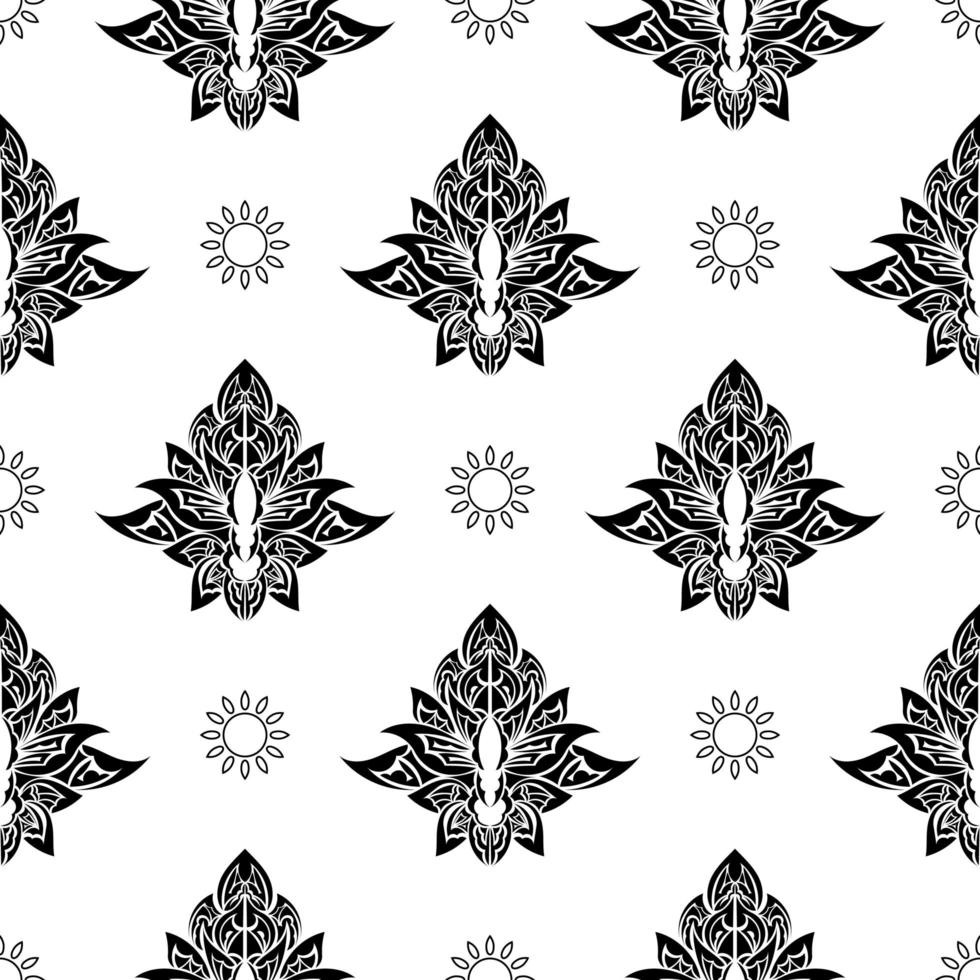 Lotus Musterdesign. Schwarz und weiß. gut für Wandtapeten, Stoffe, Postkarten und Druck. Vektor