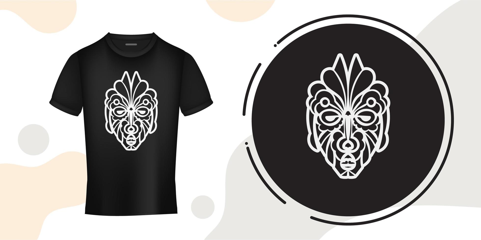 ansikte från polynesiska mönster. tiki mask i hawaiiansk stil. lämplig för tryck, t-shirts, telefonskal och tatueringar. vektor