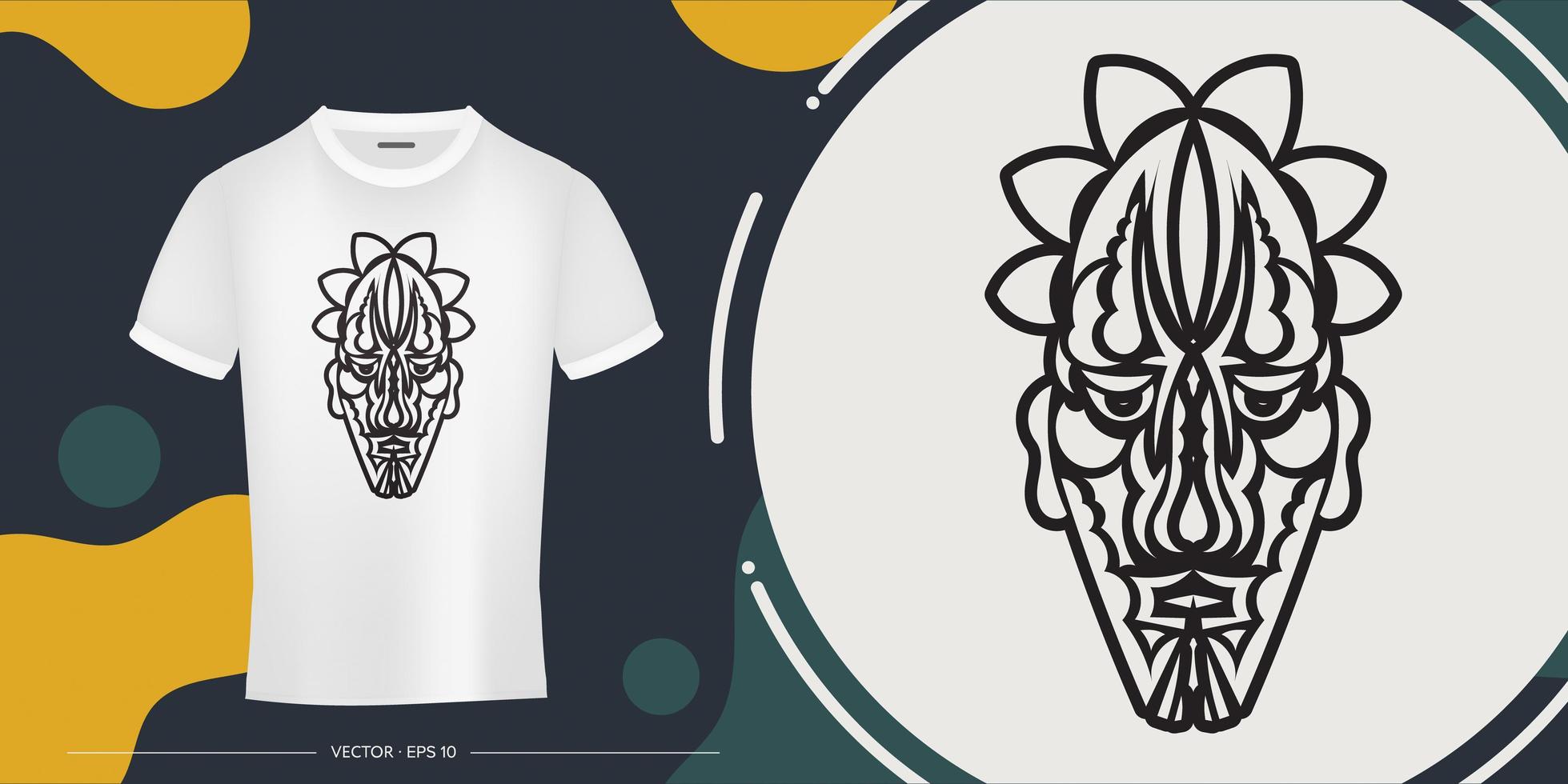 ansikte från maorimönster. tiki mask. mall för utskrifter av t-shirts. vektor illustration.