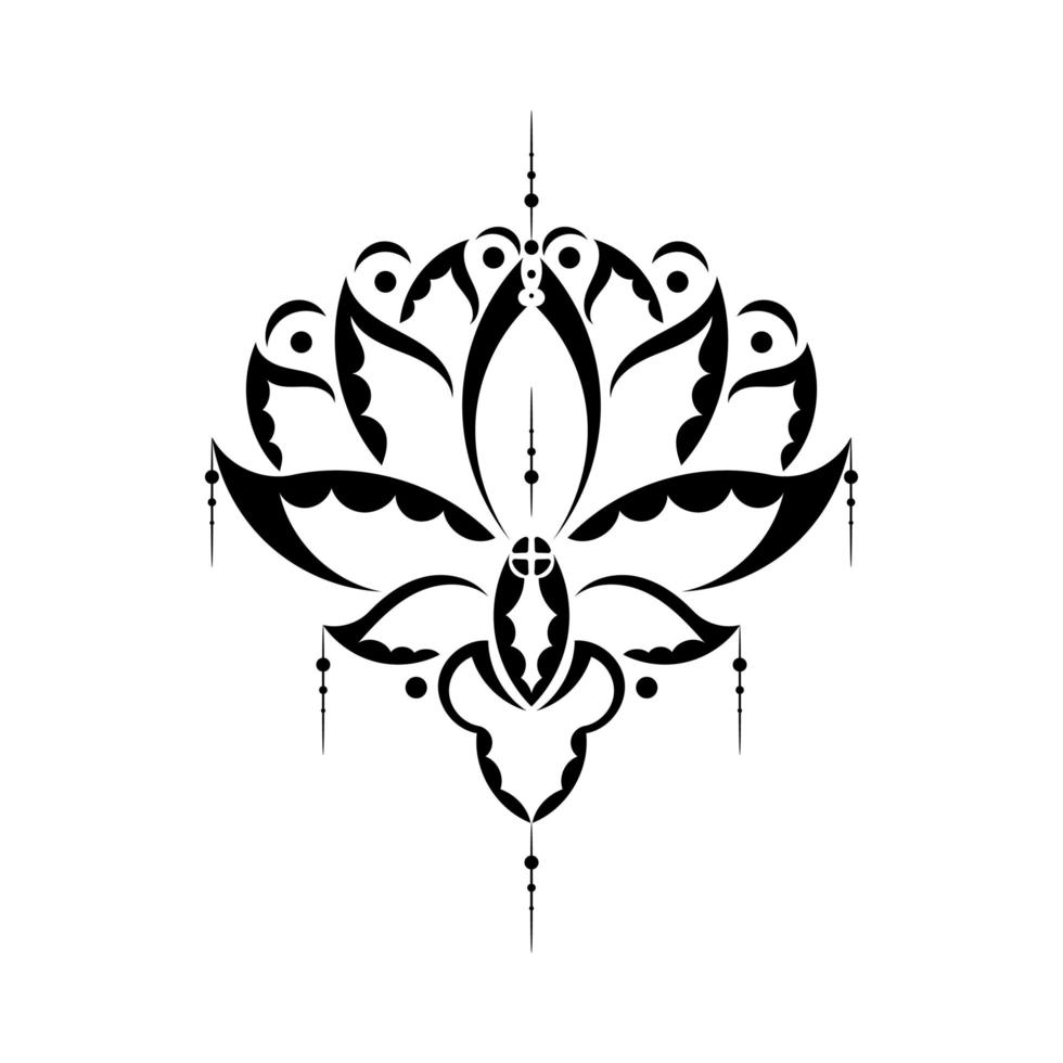 lotusblomma, yoga eller zen dekorativa element i boho stil, indisk modern dekoration. vektor