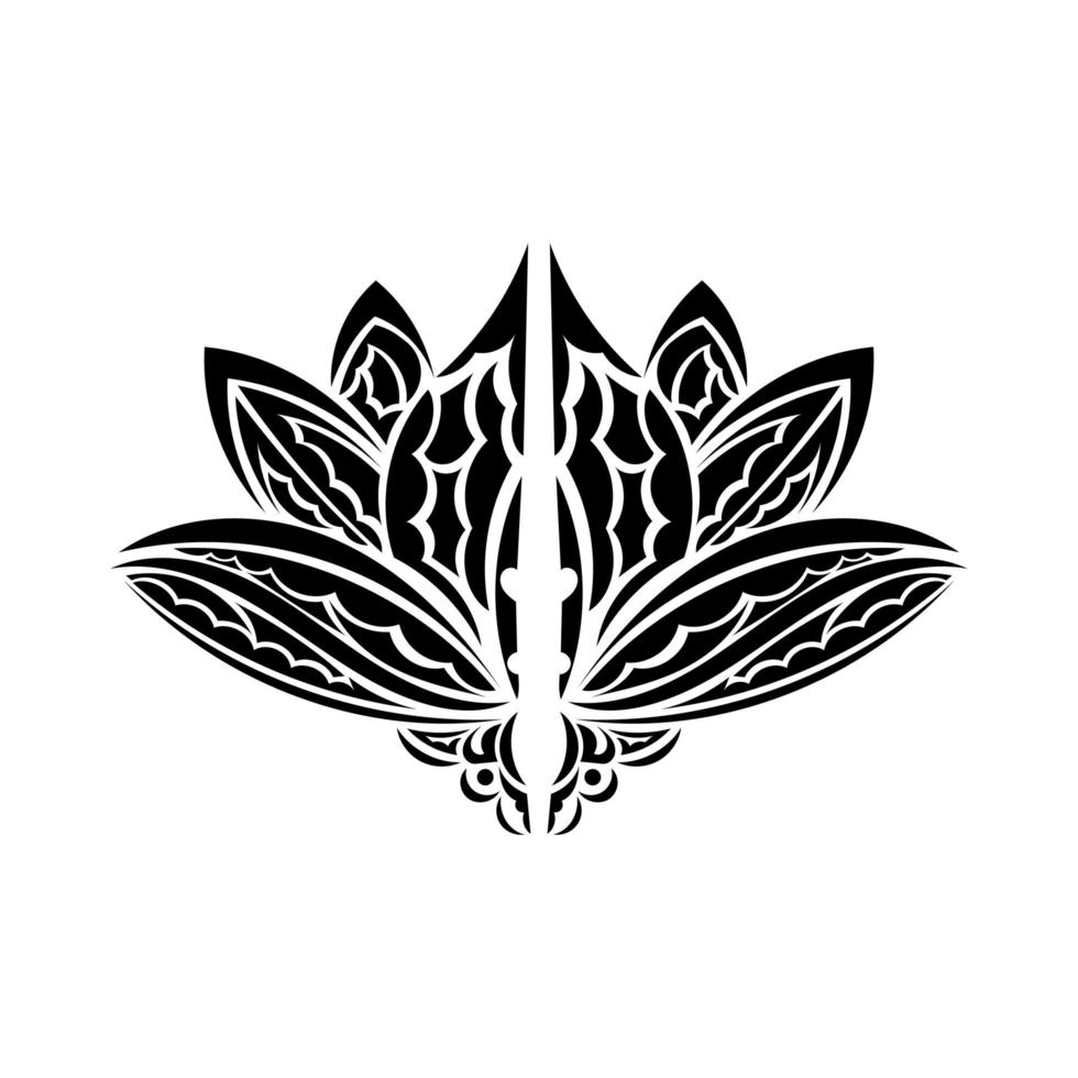 schwarz-weißes Lotusmuster im einfachen Stil. Yoga-Symbol. isoliert. Vektor