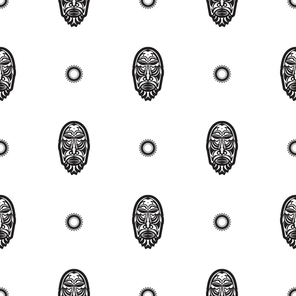 nahtloses muster mit tiki-gesicht, maske oder totem. Muster im Stil von Polynesien. gut für Drucke, Textilien und Hintergründe. isoliert. Vektor-Illustration. vektor