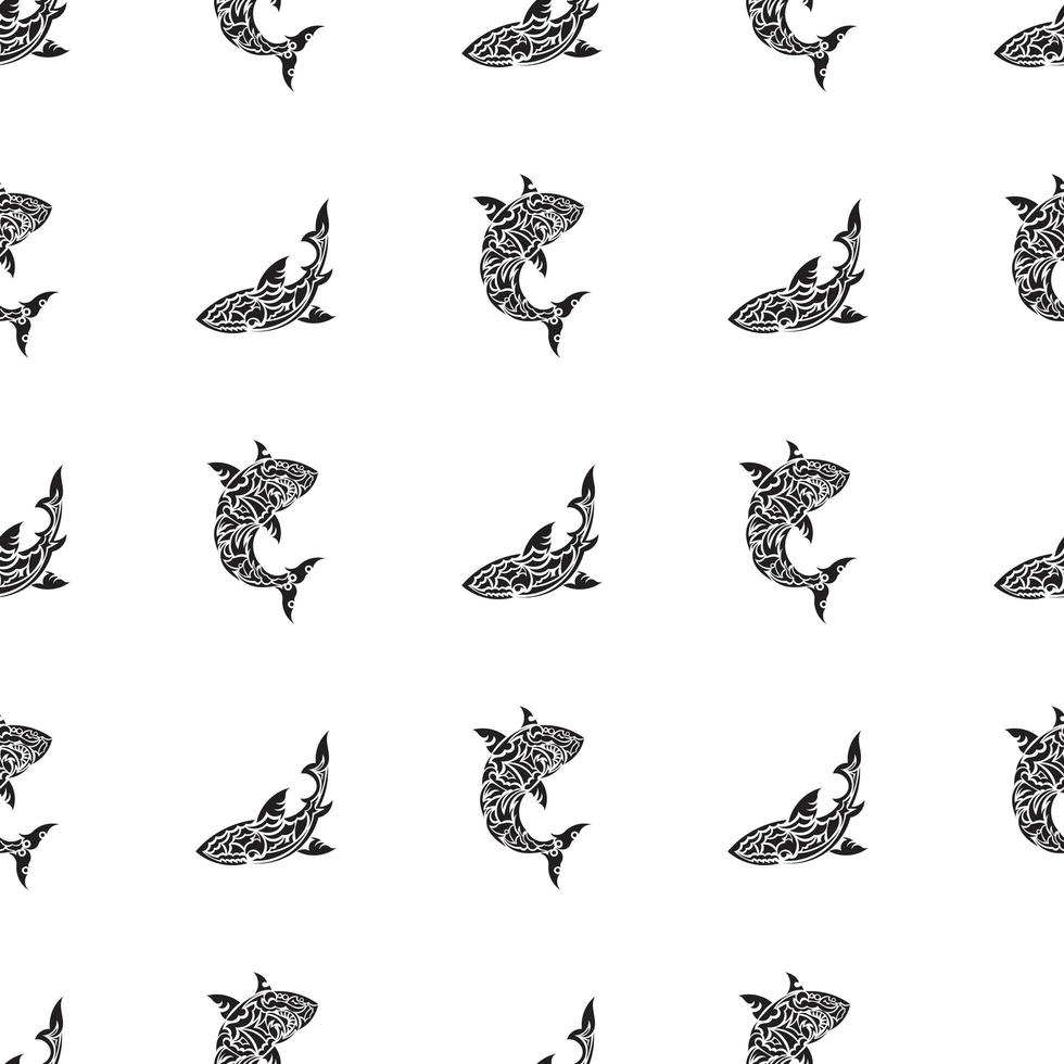 sömlösa svartvita mönster med hajar. bra för tapeter, tyg, vykort och tryck. vektor
