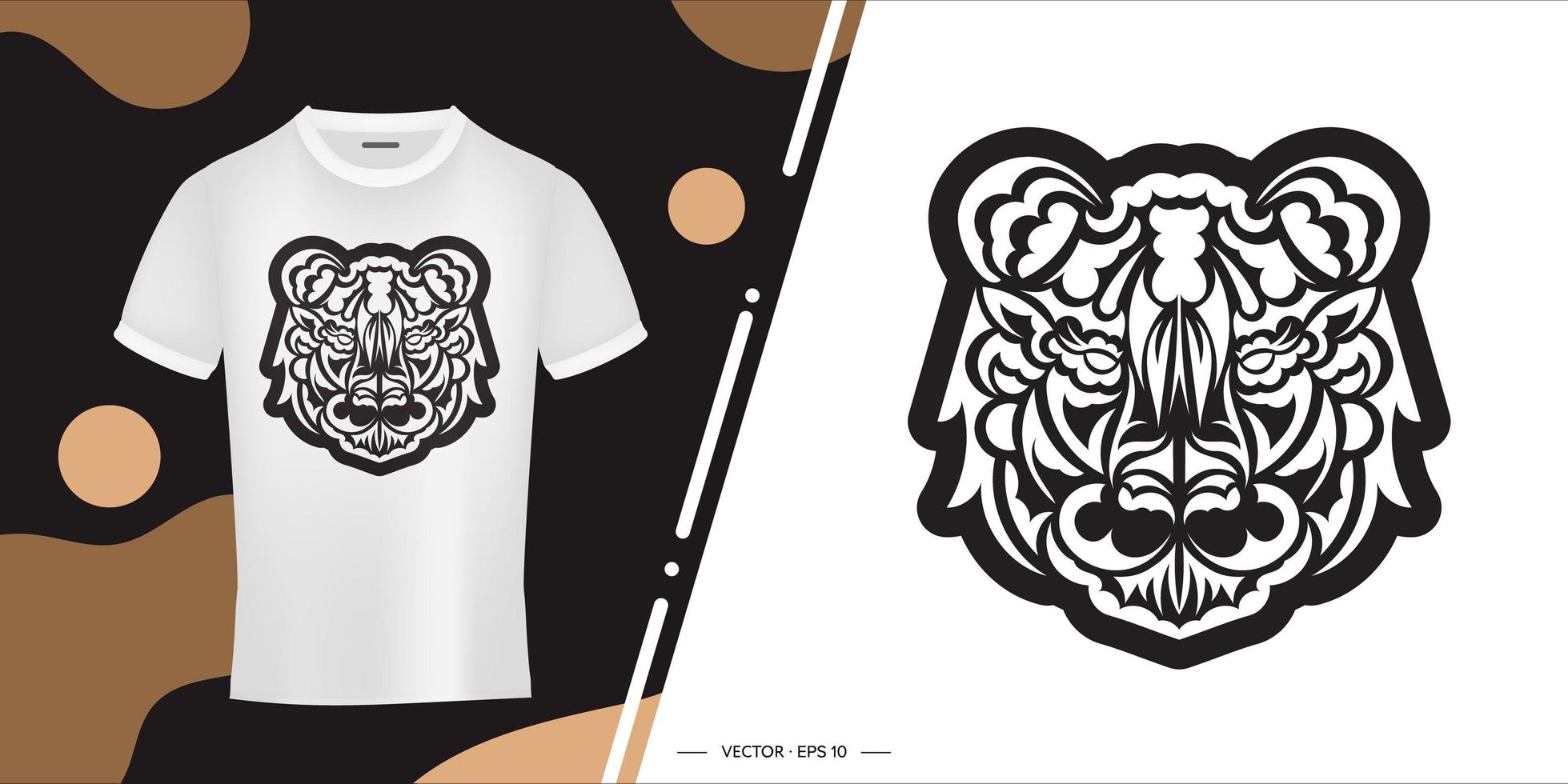Samoa-Tiger-Gesichtsdruck. Boho-Tigergesicht. isoliert. Vektor-Illustration. vektor