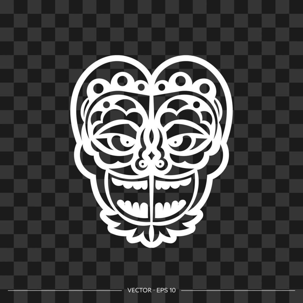 tiki mask. prov av maori eller polynesien. mall för t-shirts. vektor illustration.