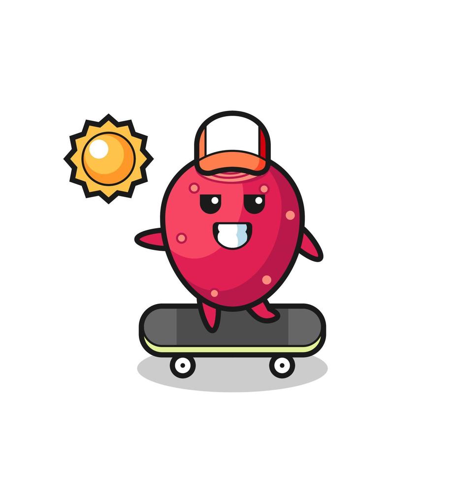 Kaktusfeigencharakterillustration Skateboard fahren vektor