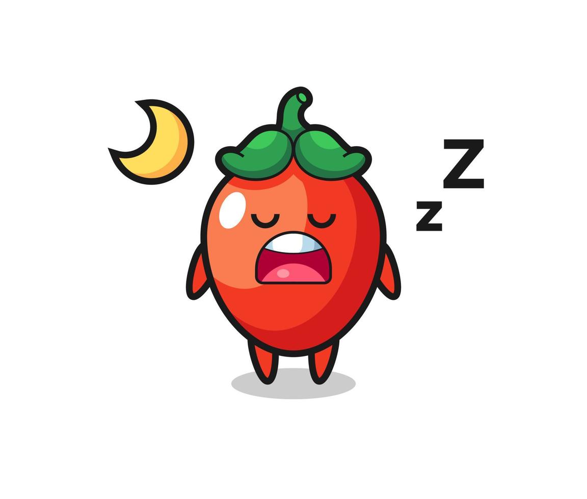 chilipeppar karaktär illustration sover på natten vektor