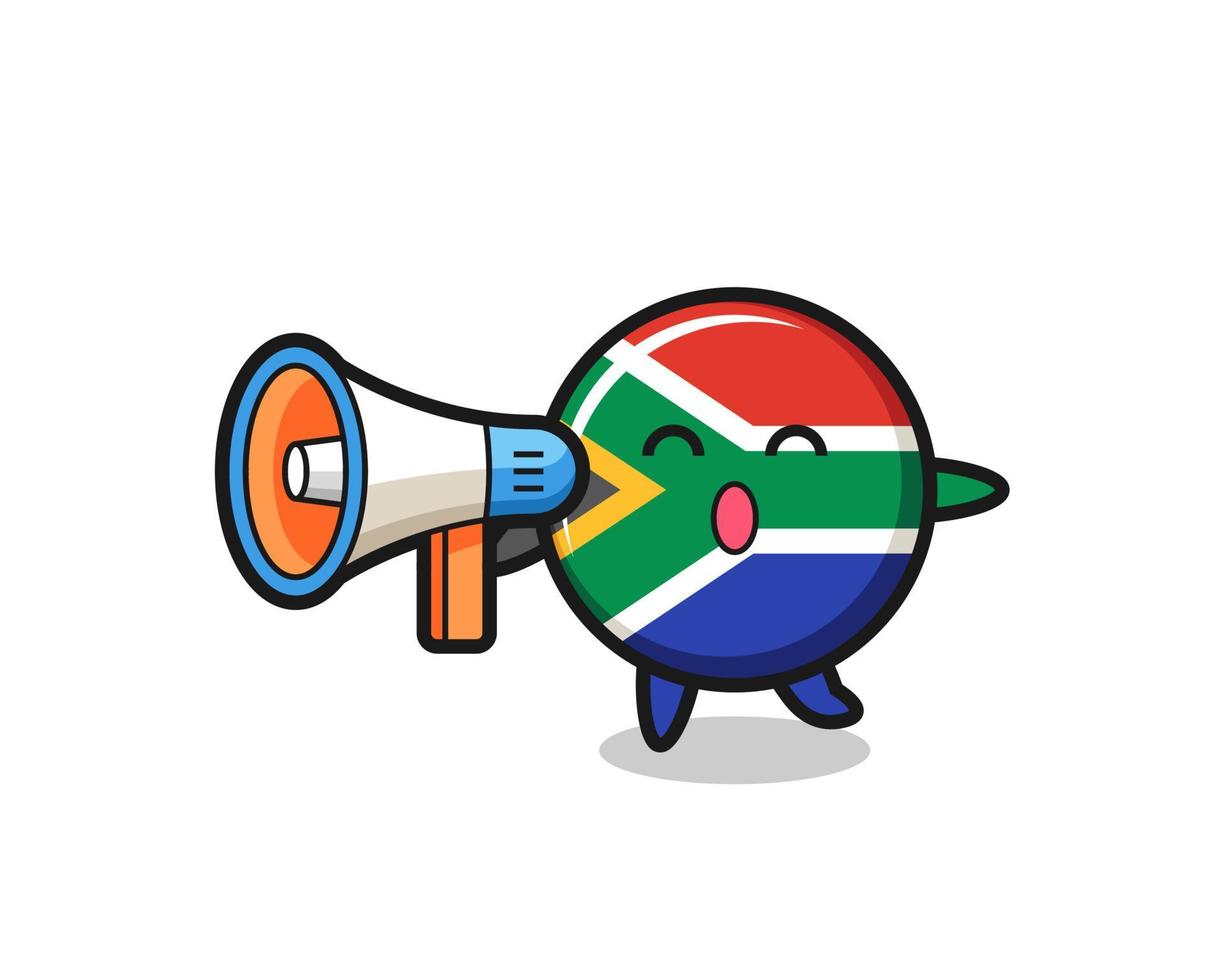 südafrika-charakterillustration, die ein megaphon hält vektor