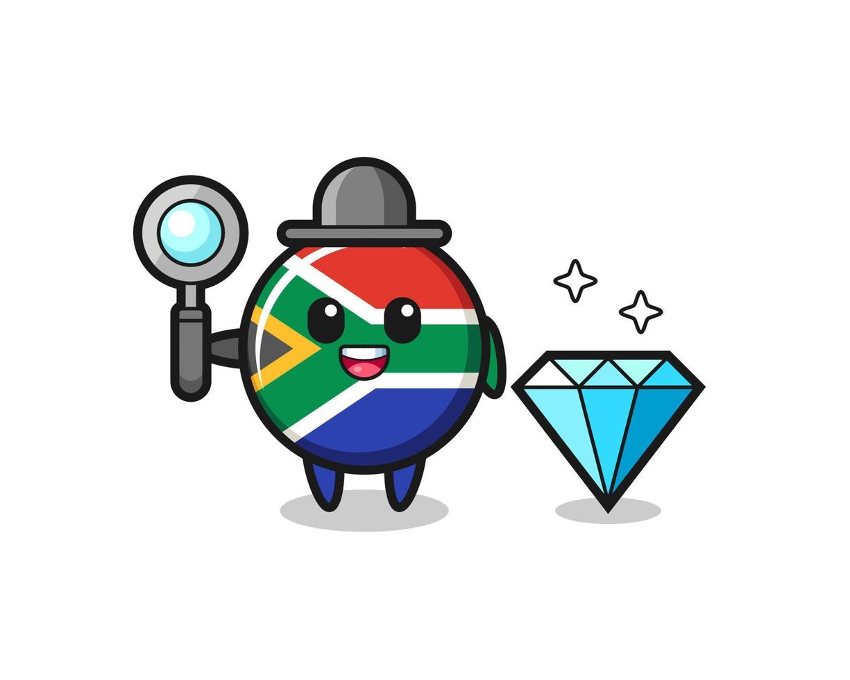 Illustration des südafrikanischen Charakters mit einem Diamanten vektor