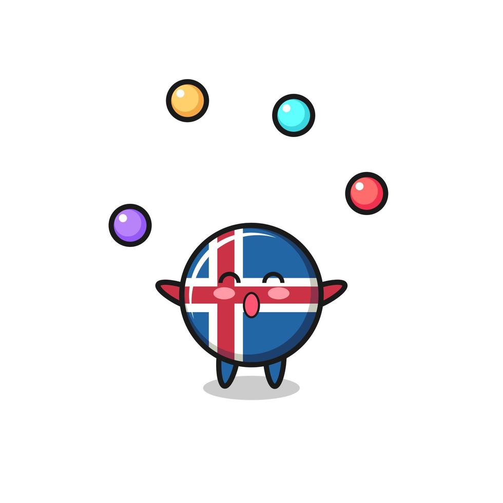 der Island-Flaggen-Zirkus-Cartoon, der mit einem Ball jongliert vektor