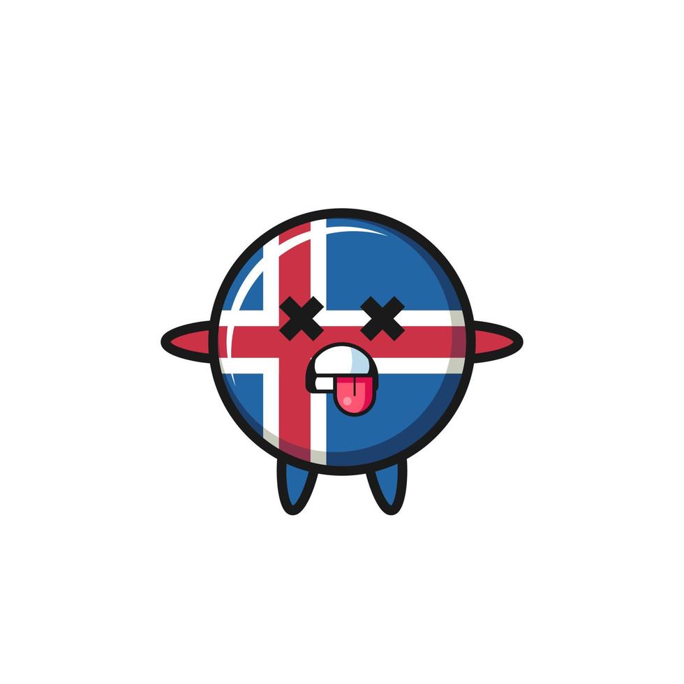 Charakter der niedlichen Island-Flagge mit toter Pose vektor