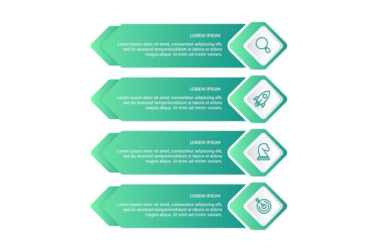 Infografik-Design mit 4 Symbolen Optionen oder Schritten vektor