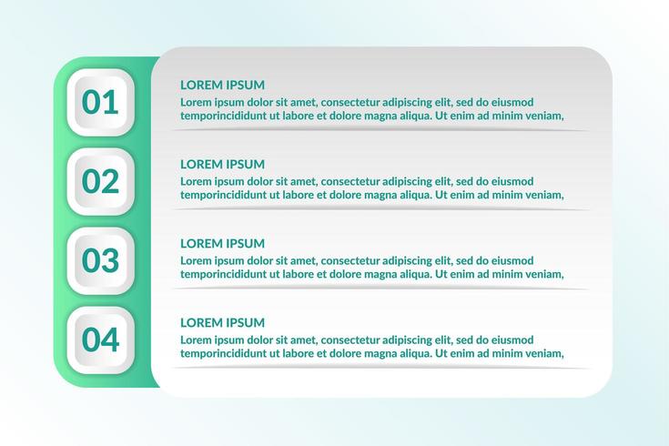 Infografik-Design mit 4 Listen für Business-Konzept vektor