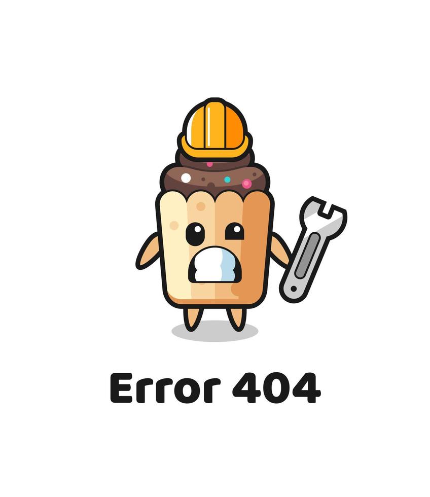 Fehler 404 mit dem süßen Cupcake-Maskottchen vektor