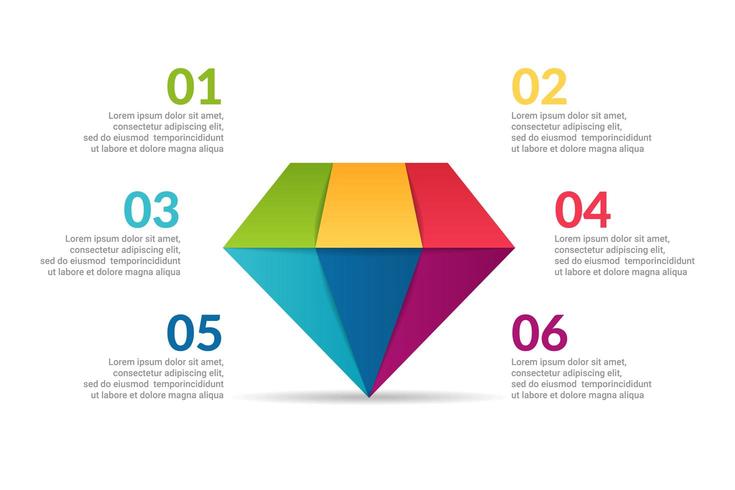 diamant Infographic design med alternativ eller lista. vektor