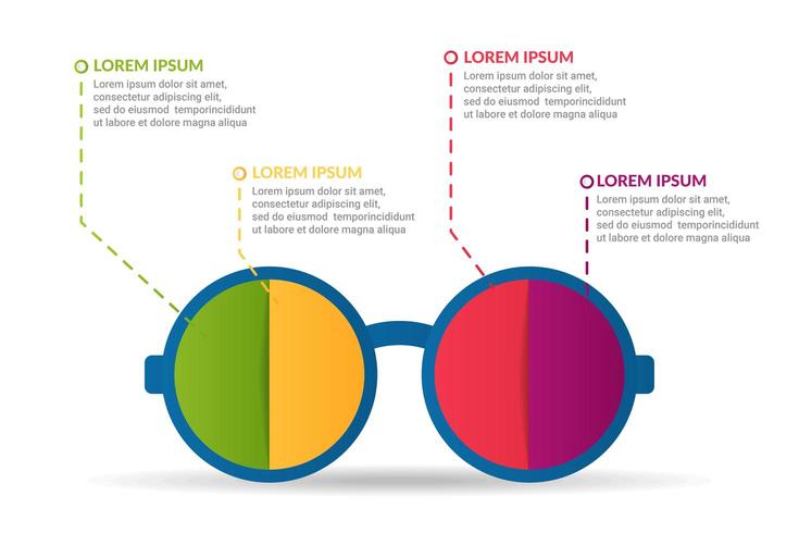 Sonnenbrille Infografik Design mit Optionen oder Liste vektor